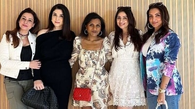The stars of Fabulous Lives of Bollywood Wives spent an afternoon with Hollywood actor-producer Mindy Kaling. The stars of Fabulous Lives of Bollywood Wives spent an afternoon with Hollywood actor-producer Mindy Kaling.