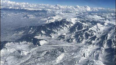 An aerial view of the snow-capped Pir Panjal Range, on Monday. (ANI) An aerial view of the snow-capped Pir Panjal Range, on Monday. (ANI)