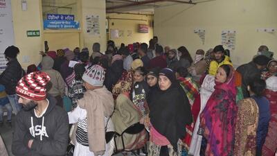The rush of patients outside the OPD at the civil hospital, Ludhiana on Monday. (Getty images) The rush of patients outside the OPD at the civil hospital, Ludhiana on Monday. (Getty images)