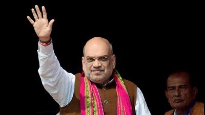 Union home minister Amit Shah at the rally at Santirbazar in Agartala on Monday. (ANI)