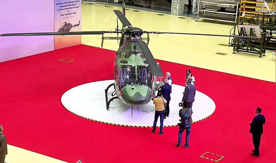 Prime Minister Narendra Modi at the inauguration of the HAL manufacturing facility and other development works, in Tumkur on Monday (ANI) Prime Minister Narendra Modi at the inauguration of the HAL manufacturing facility and other development works, in Tumkur on Monday (ANI)