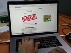 A computer screen displays a notice blocking the Wikipedia website through an online news site in Islamabad, Pakistan, Monday.