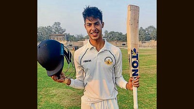 A fine double ton by Harnoor Singh helped Chandigarh amass 421 against Maharashtra’s 415 on the third day of the Col CK Nayudu trophy match being played at the Sector-16 Cricket Stadium in Chandigarh on Tuesday. (HT Photo)
