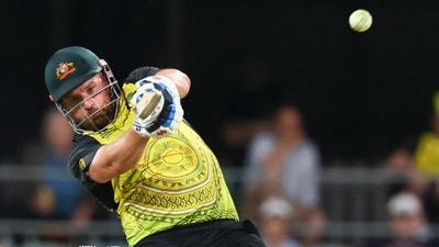 Aaron Finch hits a boundary during the T20 World Cup cricket match between Australia and Ireland (AP) Aaron Finch hits a boundary during the T20 World Cup cricket match between Australia and Ireland (AP)