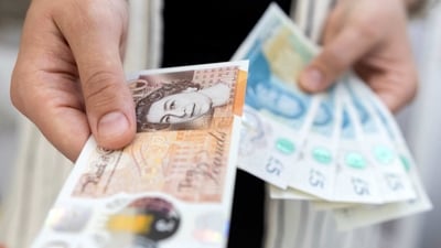 UK Digital Currency: Woman holds British Pound banknotes. (Reuters)