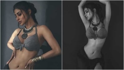 Actor Mouni Roy is setting the internet ablaze with her latest vintage-style photoshoot that looks straight out of a period film. The star shared the pictures with the caption, "It is only with the heart that one can see rightly; what is essential is invisible to the eye..." It shows Mouni serving stunning poses for the camera while flaunting her outfit. (Instagram) Actor Mouni Roy is setting the internet ablaze with her latest vintage-style photoshoot that looks straight out of a period film. The star shared the pictures with the caption, "It is only with the heart that one can see rightly; what is essential is invisible to the eye..." It shows Mouni serving stunning poses for the camera while flaunting her outfit. (Instagram)