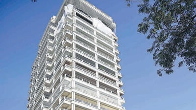 Mumbai, India - February 07, 2023: Vartamaan building on Juhu Versova Link Road, at Andheri (West), in Mumbai, India, on Tuesday, February 07, 2023. (Photo by Vijay Bate/HT Photo) (HT PHOTO) Mumbai, India - February 07, 2023: Vartamaan building on Juhu Versova Link Road, at Andheri (West), in Mumbai, India, on Tuesday, February 07, 2023. (Photo by Vijay Bate/HT Photo) (HT PHOTO)