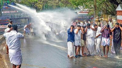 Police use water cannons to disperse protesters, in Kerala. (Agencies)
