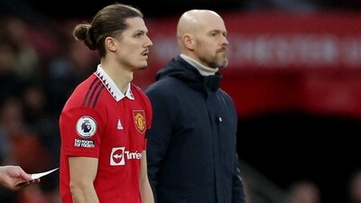 Manchester United's Marcel Sabitzer with manager Erik ten Hag (REUTERS)