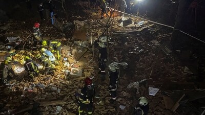 Russia-Ukraine War: Ukrainian firefighters work at a site of an apartment building severely damaged by a Russian missile strike. (Reuters)