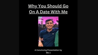 The image shows the first image of the presentation that the Mumbai man made for dating apps ahead of Valentine’s Day. (Twitter/@N4irit)