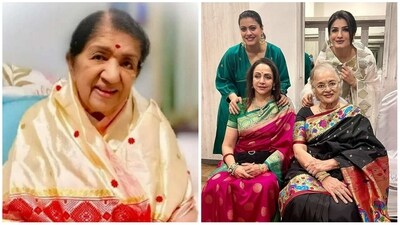 Kajol, Hema Malini, Asha Parekh and Raveena Tandon took part in a gathering to remember Lata Mangeshkar. Kajol, Hema Malini, Asha Parekh and Raveena Tandon took part in a gathering to remember Lata Mangeshkar.