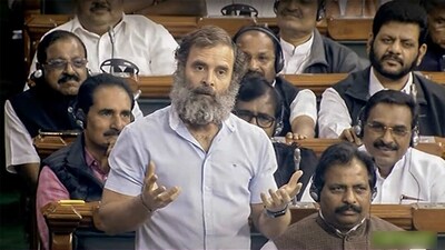 Congress MP Rahul Gandhi speaks in the Lok Sabha at the Motion of Thanks on the President's address during the Budget Session of Parliament, in New Delhi on Tuesday. (ANI) Congress MP Rahul Gandhi speaks in the Lok Sabha at the Motion of Thanks on the President's address during the Budget Session of Parliament, in New Delhi on Tuesday. (ANI)