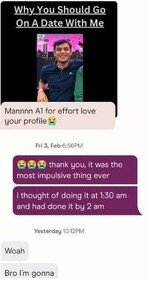 Screenshot of compliment the Mumbai man received from one of his matches. (Nairit)