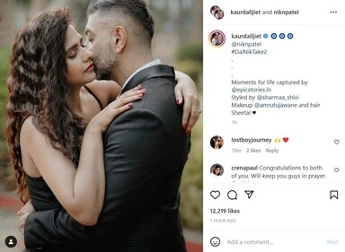 Dalljiet Kaur shared a new picture with Nikhil Patel on Tuesday. Dalljiet Kaur shared a new picture with Nikhil Patel on Tuesday.