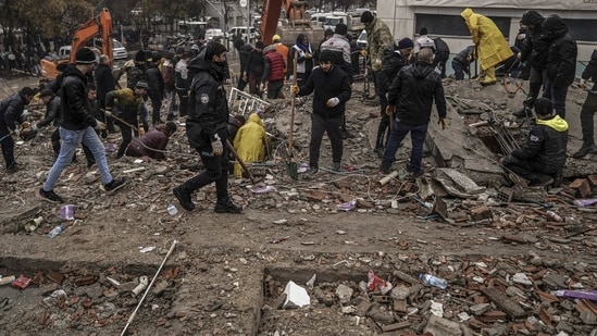 A powerful quake has knocked down multiple buildings in southeast Turkey and Syria. (AP)