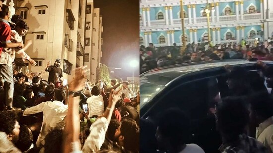 Fans turn up in hundreds to catch a glimpse of Allu Arjun.