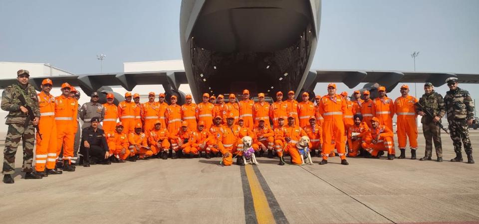 Defence minister Rajnath Singh said two C-17 Globemaster III heavy-lift aircraft of IAF have left for Turkey carrying NDRF teams and Humanitarian Assistance and Disaster Relief equipment. (Twitter/rajnathsingh) Defence minister Rajnath Singh said two C-17 Globemaster III heavy-lift aircraft of IAF have left for Turkey carrying NDRF teams and Humanitarian Assistance and Disaster Relief equipment. (Twitter/rajnathsingh)