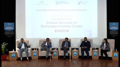 A panel discussion on Union Budget- 2023 was organised by the department of MBA, Chandigarh Business School of Administration (CBSA), CGC Landran in association with the Confederation of Indian Industry (CII), Chandigarh, on the CGC Landran campus on Wednesday. (HT Photo)