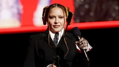 Madonna took the stage at the Grammy Awards ceremony to introduce Sam Smith and Kim Petras's performance of Unholy. Madonna took the stage at the Grammy Awards ceremony to introduce Sam Smith and Kim Petras's performance of Unholy.