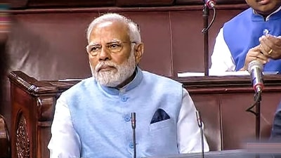 Prime Minister Narendra Modi in the Rajya Sabha during ongoing Budget Session of Parliament, in Delhi, Wednesday. (PTI)