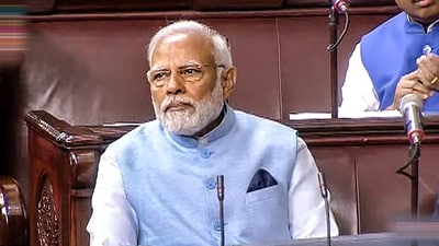 Officials said the jacket PM Modi was wearing was made of material recycled from plastic bottles. (PTI) Officials said the jacket PM Modi was wearing was made of material recycled from plastic bottles. (PTI)