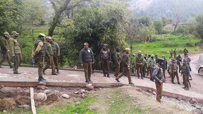 Security personnel at the Dhangri village. (Agencies)