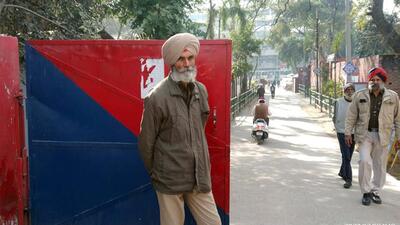 Security personnel outside the office of the commissioner of police in Ludhiana on Wednesday. (HT Photo)