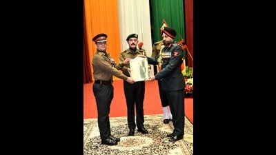 The investiture ceremony is conducted once a year to confer various awards to personnel to recognise their acts of bravery. (HT Photo)