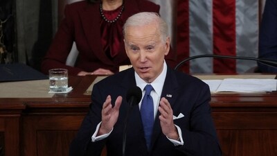 U.S. President Joe Biden delivers his State of the Union address before a joint session of Congress in the House Chamber at the U.S. Capitol in Washington, US. (REUTERS)