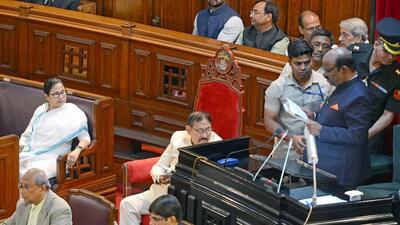 West Bengal governor C V Ananda Bose addressed the House for the first time after assuming the office. (ANI Photo) West Bengal governor C V Ananda Bose addressed the House for the first time after assuming the office. (ANI Photo)