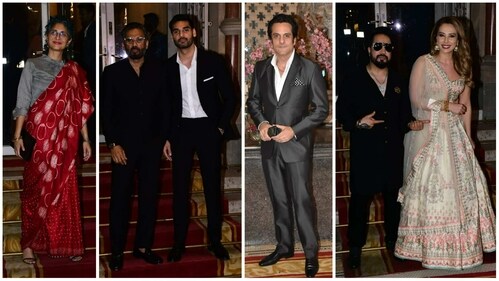 Kiran Rao, Suniel Shetty, Ahan Shetty, Fardeen Khan, Mika, Iulia Vantur at Ramesh Taurani's daughter's wedding reception. (Varinder Chawla) Kiran Rao, Suniel Shetty, Ahan Shetty, Fardeen Khan, Mika, Iulia Vantur at Ramesh Taurani's daughter's wedding reception. (Varinder Chawla)