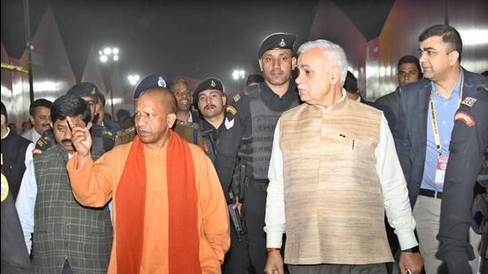 Uttar Pradesh chief minister Yogi Adityanath overseeing preparations for the Global Investors Summit to be held in Lucknow from February 10-12. (HT )