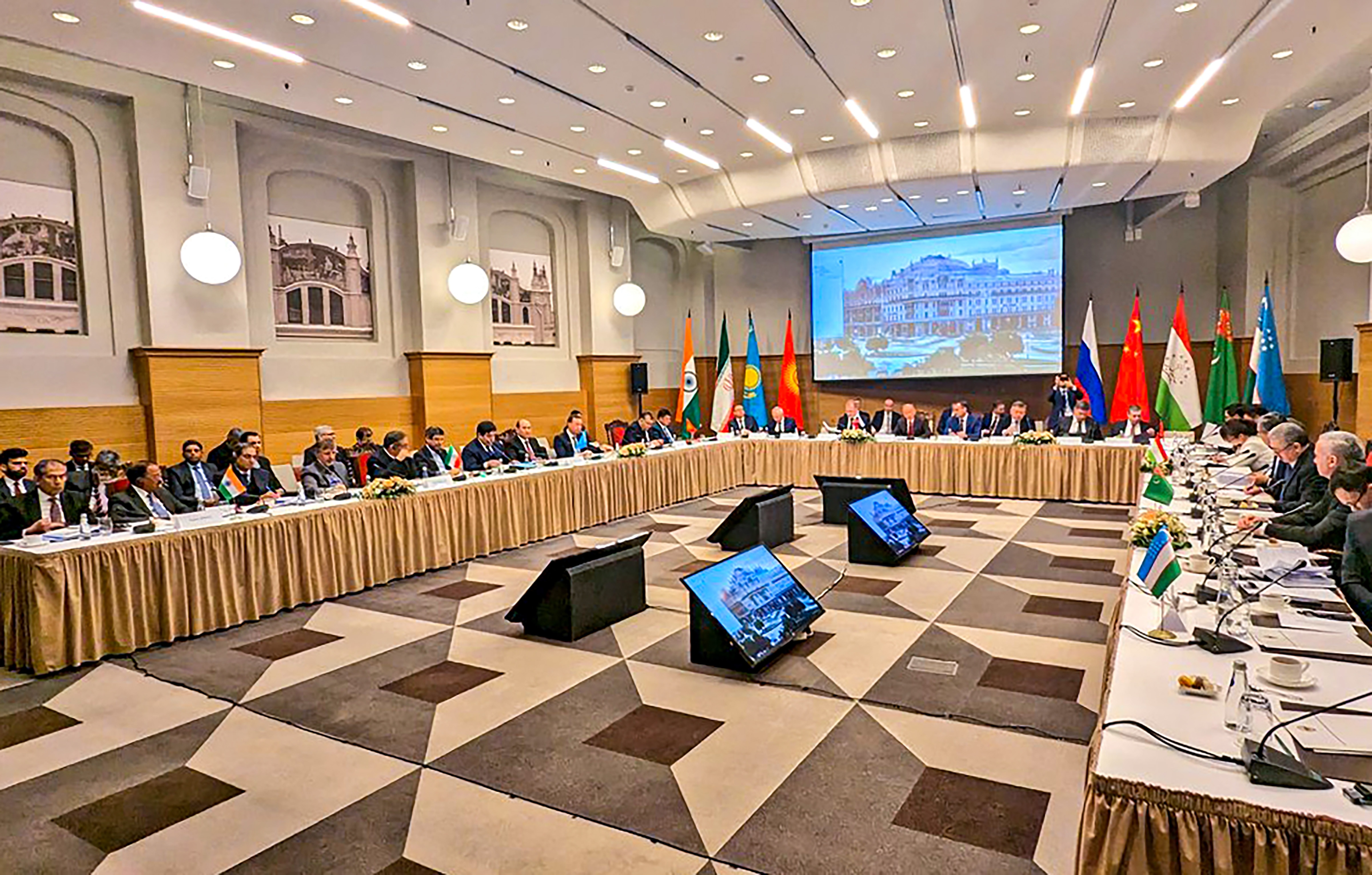 NSA Ajit Doval participates in the 5th Multilateral Security Dialogue on Afghanistan in Moscow (PTI/Twitter/IndEmbMoscow) NSA Ajit Doval participates in the 5th Multilateral Security Dialogue on Afghanistan in Moscow (PTI/Twitter/IndEmbMoscow)
