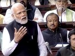 Prime Minister Narendra Modi speaks at the discussion on the Motion of Thanks on the President's address in Rajya Sabha during the Budget Session of Parliament. Prime Minister Narendra Modi speaks at the discussion on the Motion of Thanks on the President's address in Rajya Sabha during the Budget Session of Parliament.
