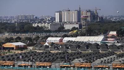 An aerial view of the venue of UPGIS-2023 in Lucknow. (Deepak Gupta/HT) An aerial view of the venue of UPGIS-2023 in Lucknow. (Deepak Gupta/HT)
