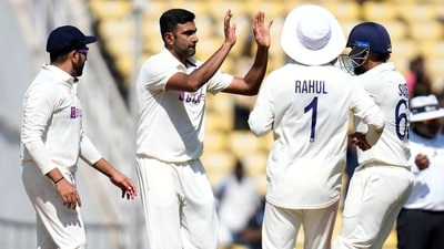 India's Ravichandran Ashwin picked up two wickets in quick succession (AP) India's Ravichandran Ashwin picked up two wickets in quick succession (AP)