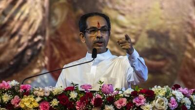Mumbai, India - May 14, 2021: Maharashtra Chief Minister Uddhav Thackeray addresses Shiv Sena rally at MMRDA Grounds, Bandra-Kurla Complex (BKC), in Mumbai, India, on Saturday, May 14, 2021. (Photo by Pratik Chorge/Hindustan Times) (Pratik Chorge/HT PHOTO)