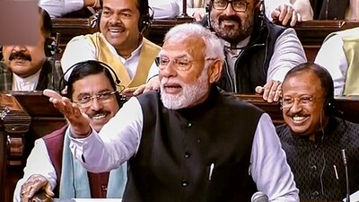 Prime Minister Narendra Modi replies to the Motion of Thanks on the President's address in the Rajya Sabha during Budget Session of Parliament, (PTI) Prime Minister Narendra Modi replies to the Motion of Thanks on the President's address in the Rajya Sabha during Budget Session of Parliament, (PTI)