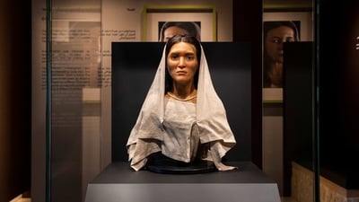 A reconstructed face of an ancient woman known as "Hinat", (via REUTERS)