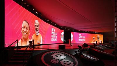 The stage is set for the Uttar Pradesh Global Investors Summit to be inaugurated in Lucknow on Friday. (Deepak Gupta/HT)