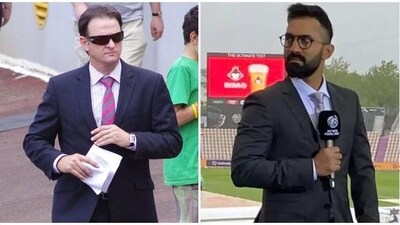 Former Australia cricketer Mark Waugh and India wicketkeeper-batter Dinesh Karthik get into an argument during live commentary Former Australia cricketer Mark Waugh and India wicketkeeper-batter Dinesh Karthik get into an argument during live commentary