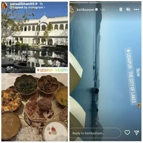 Sara Ali Khan and Kartik Aaryan shared updates from Udaipur. Sara Ali Khan and Kartik Aaryan shared updates from Udaipur.