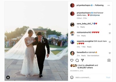 Priyanka Chopra's wedding post.