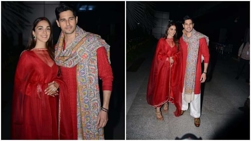 Kiara and Sidharth twinned in red. (HT Photos/Varinder Chawla) Kiara and Sidharth twinned in red. (HT Photos/Varinder Chawla)
