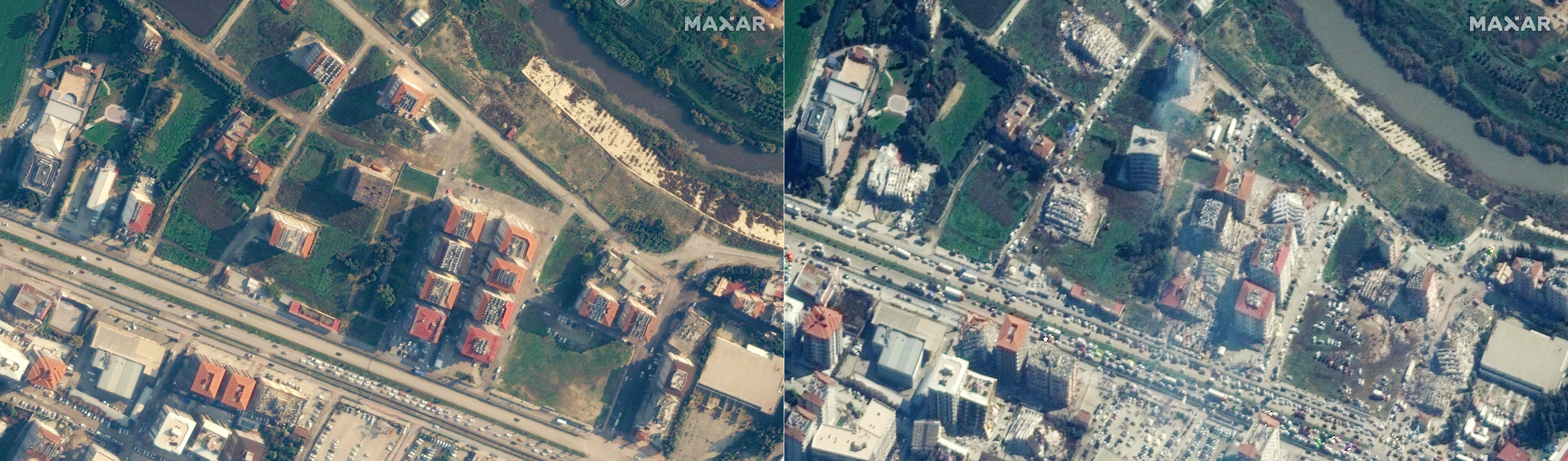 Before and after visuals. (AFP/Maxar)
