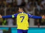 Nassr's Portuguese forward Cristiano Ronaldo celebrates scoring his team's fourth goal the Saudi Pro League football match between Al-Wehda and Al-Nassr at the King Abdulaziz Stadium in Mecca on February 9, 2023. (Photo by AFP) Nassr's Portuguese forward Cristiano Ronaldo celebrates scoring his team's fourth goal the Saudi Pro League football match between Al-Wehda and Al-Nassr at the King Abdulaziz Stadium in Mecca on February 9, 2023. (Photo by AFP)
