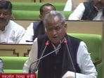 Rajasthan chief minister Ashok Gehlot presents the 2023 Budget before the Rajasthan Assembly, (Twitter/ANI)