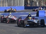 Drivers steer their cars during a trial race for the FIA Formula E World Championship, in Hyderabad.