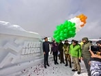 Union Minister for Youth Affairs & Sports Anurag Thakur during the inaugural function of Khelo India Winter Games 2023, at Gulmarg in Baramulla district of North Kashmir.